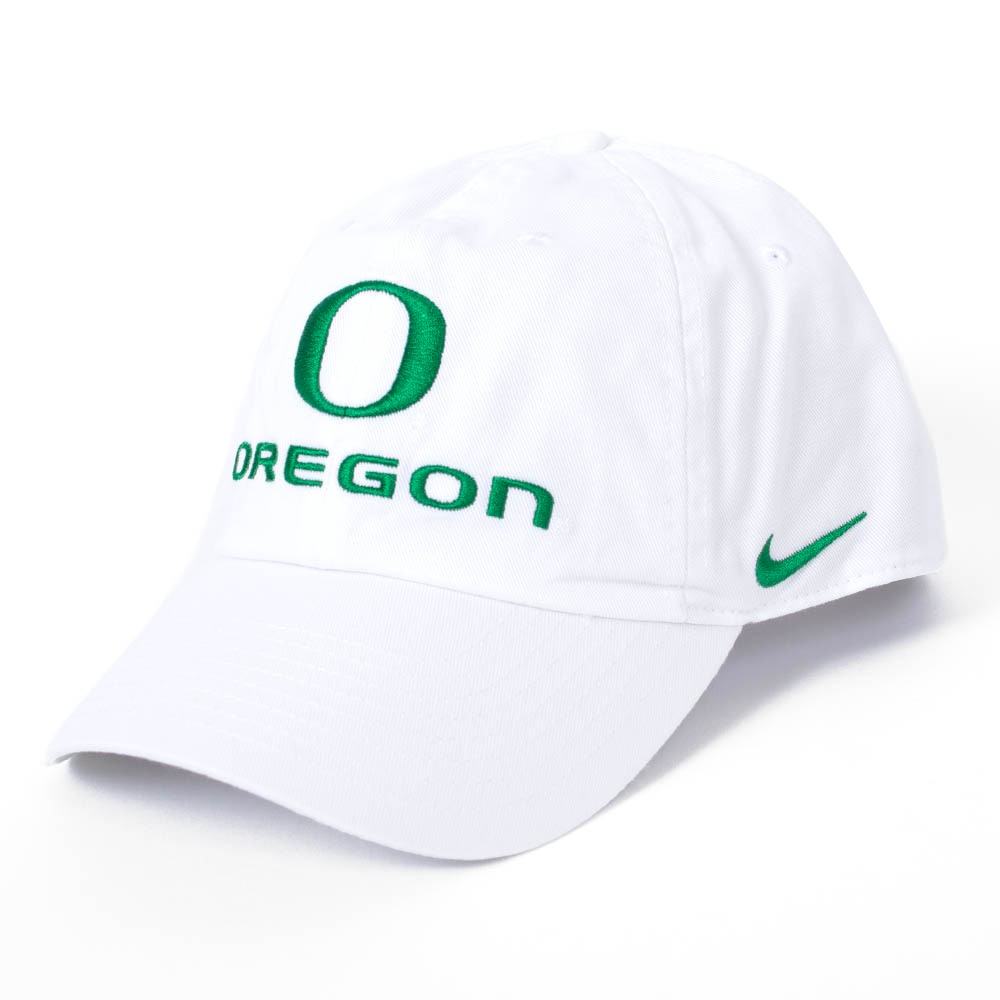 Classic Oregon O, Nike, White, Curved Bill, Accessories, Unisex, Sideline, Unstructured, Gameday, Adjustable, Hat, 882724